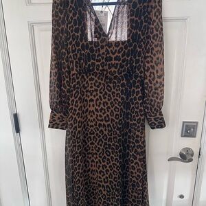 Zara Brown Leopard Long Sleeve Dress